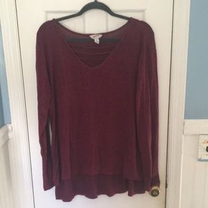 Arizona Jean Co. Long Sleeve Lightweight Sweater with Striped Cutout Neckline